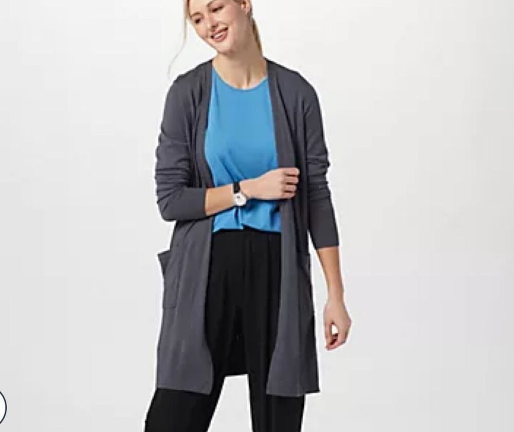 Universal Standard $148 Knee Length Cardigan charcoal oversized XXS NEW